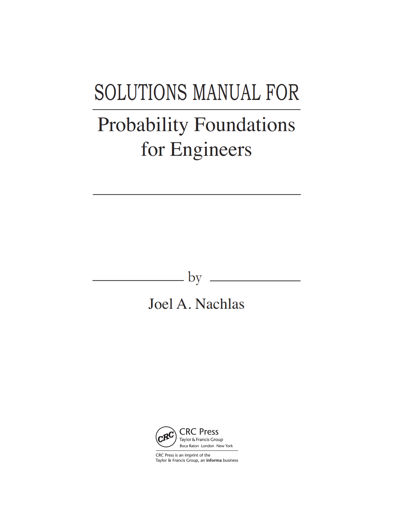 download free probability foundations for engineers Joel A. Nachlas 1st edition solutions manual eBook pdf | gioumeh solution