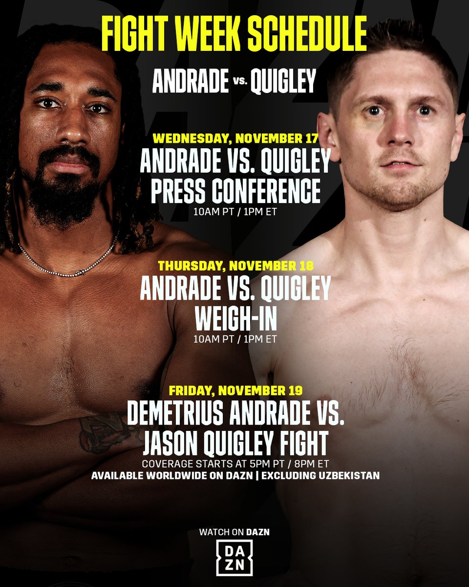 دانلود رویداد بوکس:  DAZN. Andrade vs. Quigley: Fight Night