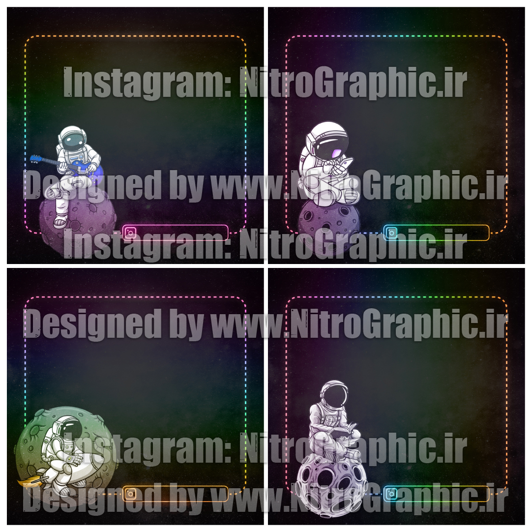 طرح های پست اینستاگرام طرحهای فانتزی قالبهای گرافیکی زیبا قالب های بامزه آدم فضایی ادم روی کره ماه زمین سیاره فضا کهکشان نجوم علاقمندان به ستاره شناسی سیاه چاله ها موجودات بیگانه