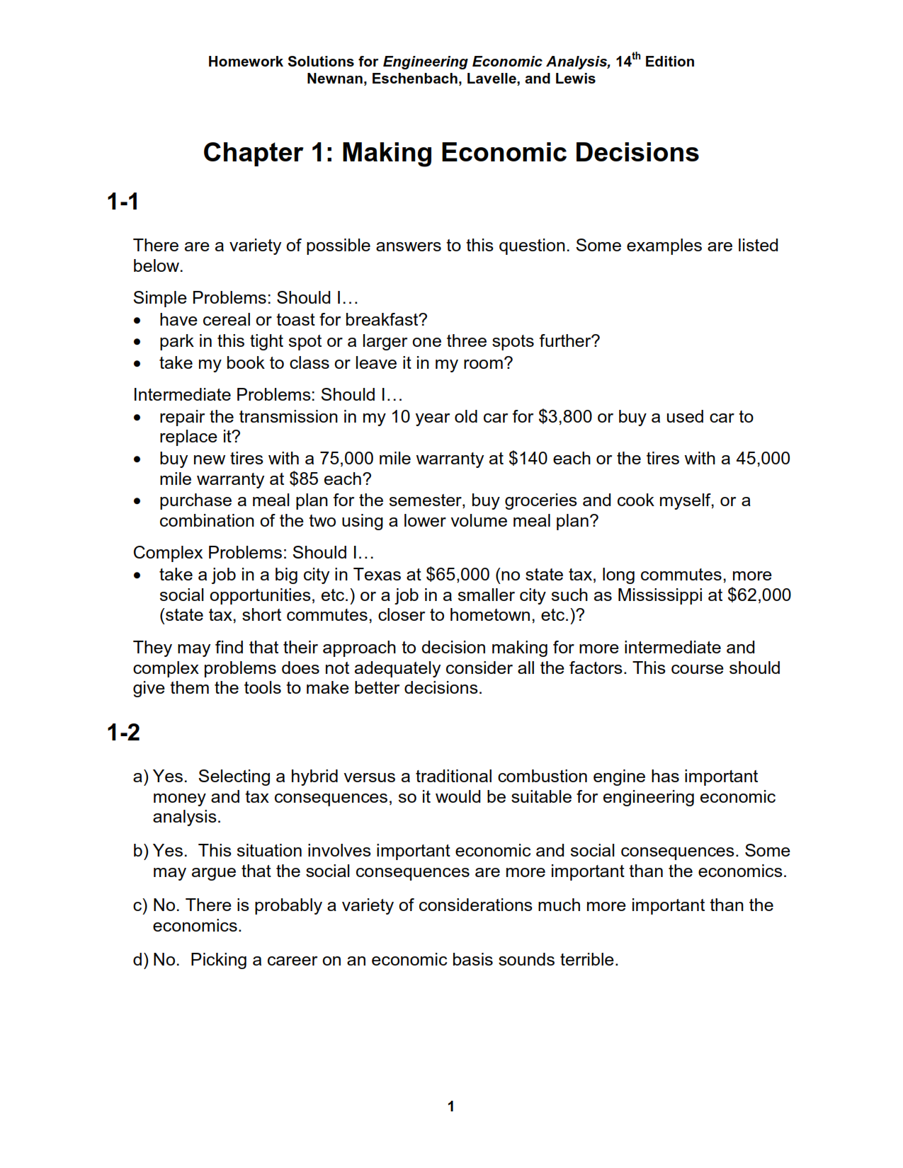 Download free Engineering Economic Analysis Don Newnan 13th edition all chapter solutions manual pdf | solution