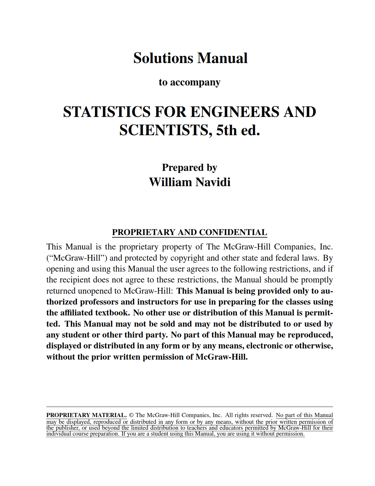 Download free Statistics for Engineers and Scientists William Navidi 5th edition solutions manual pdf | gioumeh solution